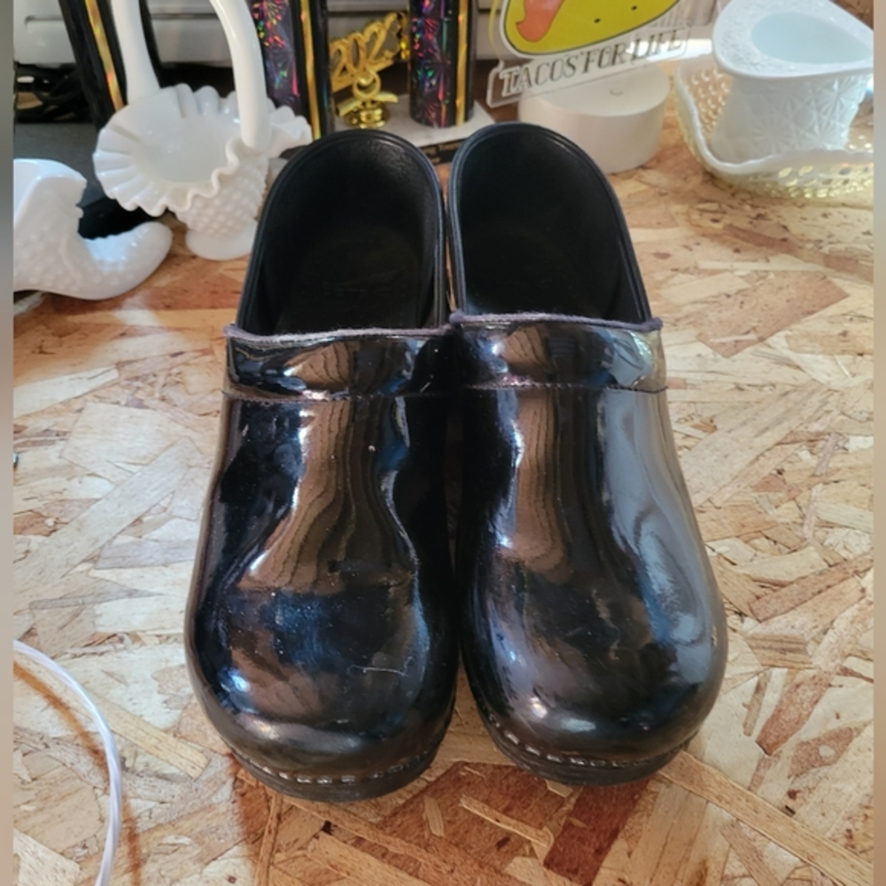 Dansko Shiny Black Clogs Size 41